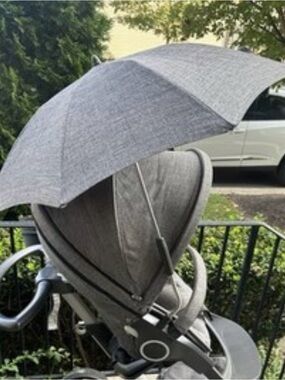 Stokke Gray Stroller Umbrella - Universal Sun & Rain Shade. New!